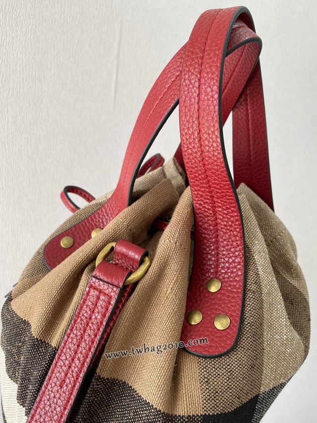 Burberry專門店新款Canvas格紋水桶包 巴寶莉肩背斜挎女包 yxb1265